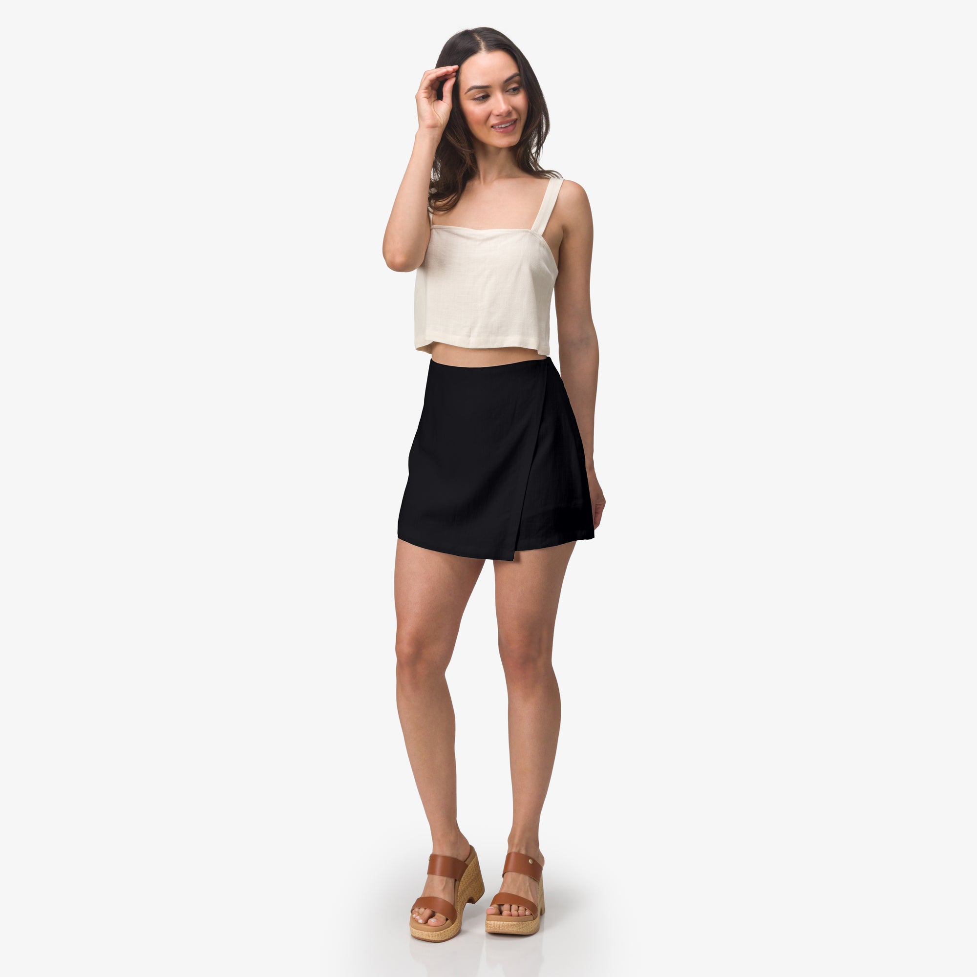 Tori Linen Wrap Skort - Image 2
